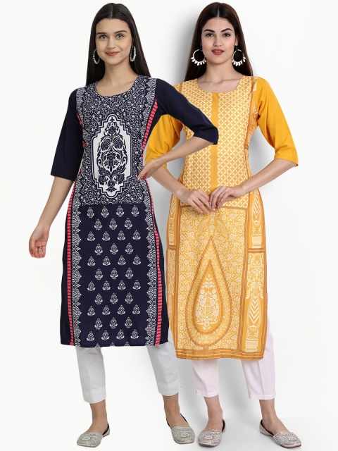 

Ethnic basket Women Multicoloured Set of 2 Ethnic Motifs Printed Crepe Kurta, Multi
