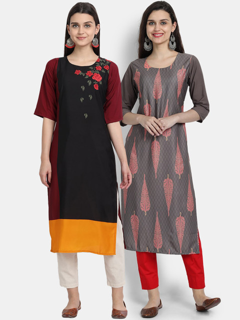 

Ethnic basket Women Multicoloured Pack Of 2 Ethnic Motifs Printed Kurta, Multi