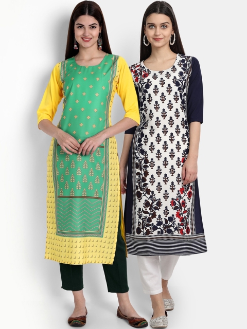 

Ethnic basket Women Pack of 2 Multicoloured Ethnic Motifs Printed Crepe Kurta, Multi