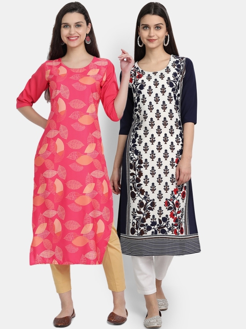 

Ethnic basket Women Pink & Black Ethnic Motifs Printed Crepe Kurta