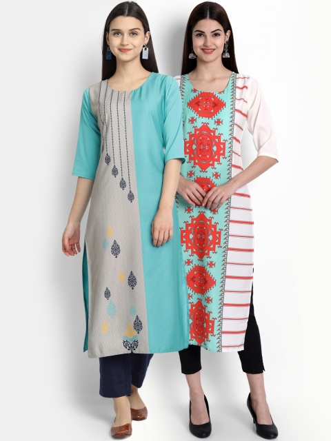 

Ethnic basket Women Pack Of 2 Digital Print Straight Kurtas, Multi