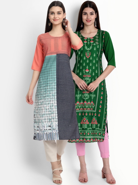 

Ethnic basket Women Multicoloured Set of 2 Ethnic Motifs Printed Crepe Kurta, Multi