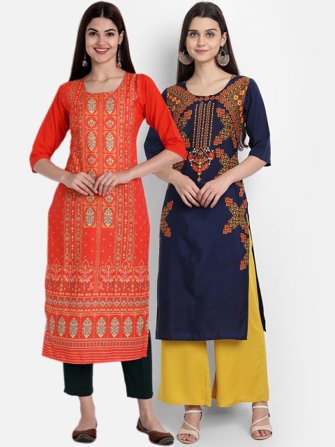 

Ethnic basket Women Multicoloured Quirky Printed Crepe Kurta, Multi