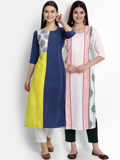 

Ethnic basket Women Pack Of 2 Straight Kurtas, Pink