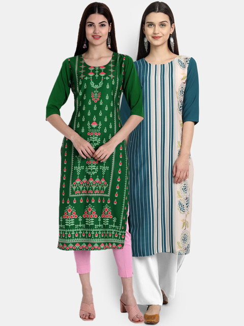

Ethnic Basket Women Pack Of 2 Digital Print Straight Kurtas, Multi