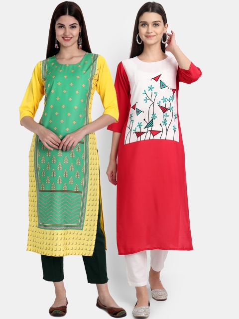 

Ethnic basket Women Pack Of 2 Digital Print Straight Kurtas, Multi