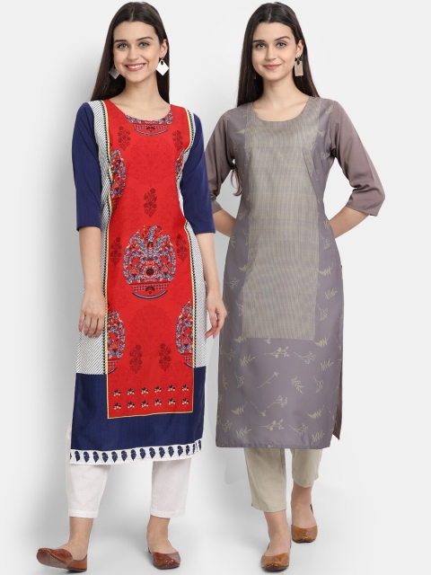 

Ethnic basket Women Multicoloured Set of 2 Ethnic Motifs Printed Crepe Kurta, Multi