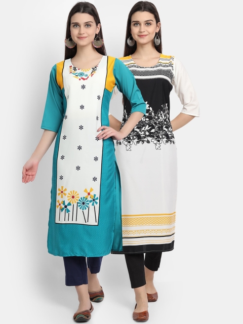 

Ethnic basket Women Pack Of 2 Digital Print Straight Kurtas, Multi