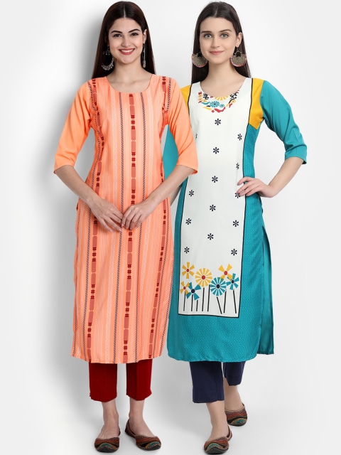 

Ethnic Basket Women Pack Of 2 Digital Print Straight Kurtas, Multi