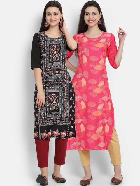 

Ethnic basket Women Pack of 2 Multicoloured Ethnic Motifs Printed Crepe Kurta, Multi
