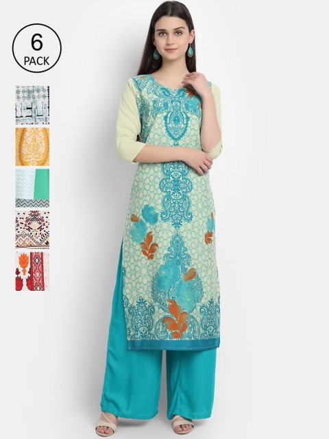 

Ethnic basket Women Multicoloured Geometric Thread Work Crepe Kurta, Multi