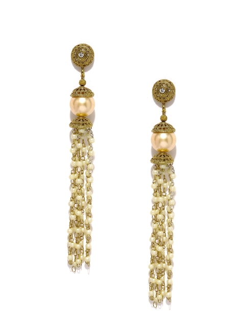 

Fida Antique Gold-Toned Beaded Drop Earrings