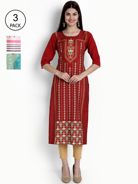 

Ethnic basket Women Multicoloured Ethnic Motifs Embroidered Mirror Work Crepe Kurta, Multi
