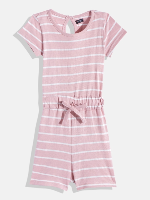 

GAME BEGINS Girls Pink & White Striped Cotton Playsuit