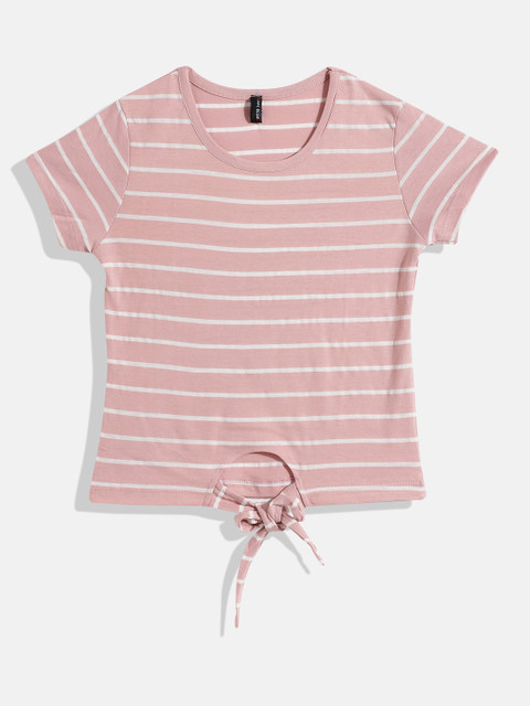 

GAME BEGINS Girls Pink & White Striped Top