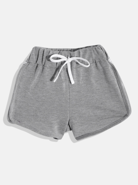 

GAME BEGINS Girls Grey Melange Solid Cotton Shorts