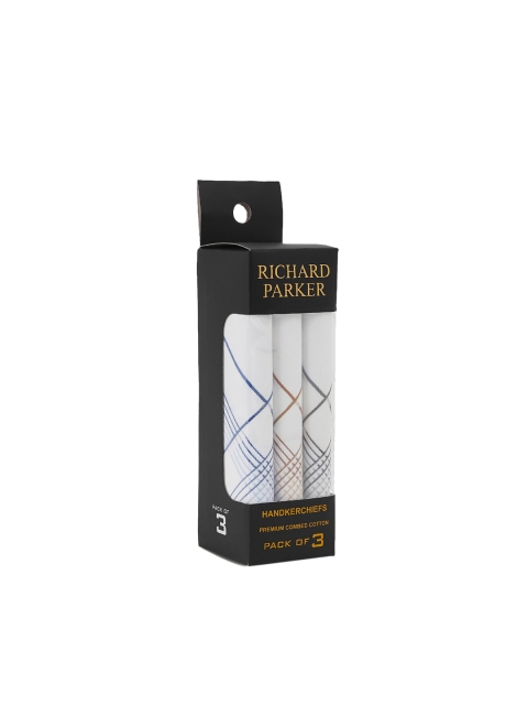 

RICHARD PARKER by Pantaloons Men Set of 3 White Printed Handkerchief