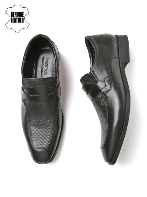 

INVICTUS Men Black Textured Leather Semiformal Slip-Ons