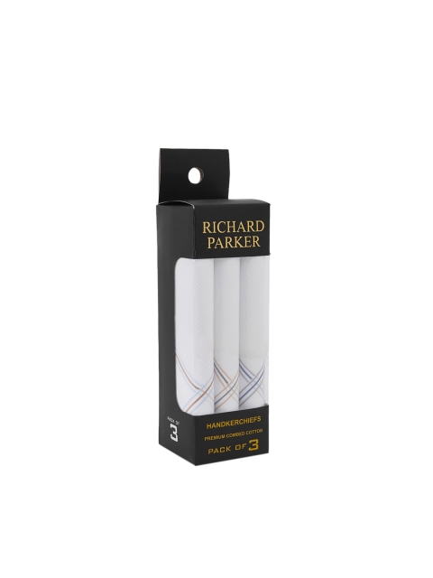 

RICHARD PARKER by Pantaloons Men Pack of 3 White Cotton HandKerchief