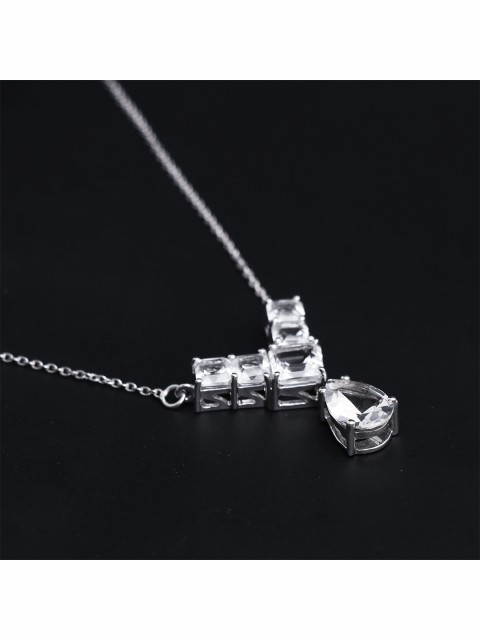 

HIFLYER JEWELS White & Silver-Toned Sterling Silver Rhodium-Plated Necklace