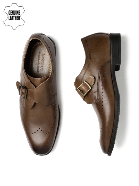 

INVICTUS Men Brown Leather Monk Shoes