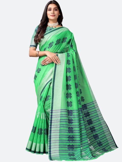 

SIRIL Green & Blue Woven Design Saree