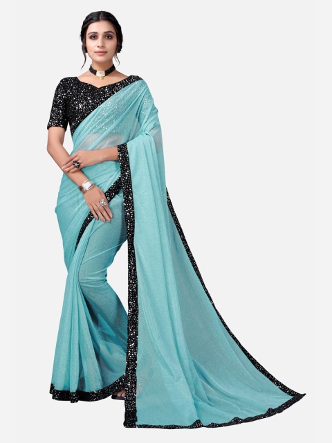 

SIRIL Blue & Black Sequined Saree