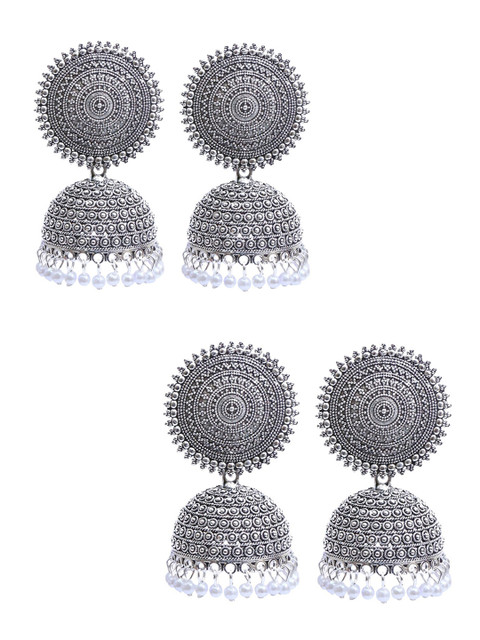 

Vembley Silver-Toned Contemporary Jhumkas Earrings