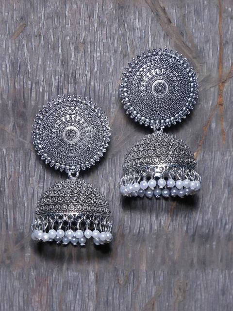 

Vembley Set of 2 Contemporary Jhumkas Earrings, Silver