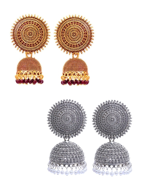 

Vembley Silver-Toned Contemporary Jhumkas Earrings