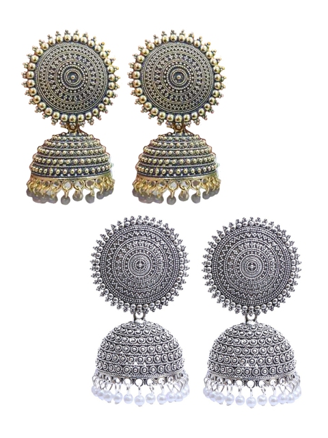 

Vembley Silver-Toned Contemporary Jhumkas Earrings