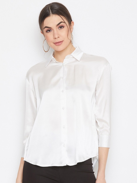 

DELAN Women White Solid Relaxed Boxy Casual Shirt