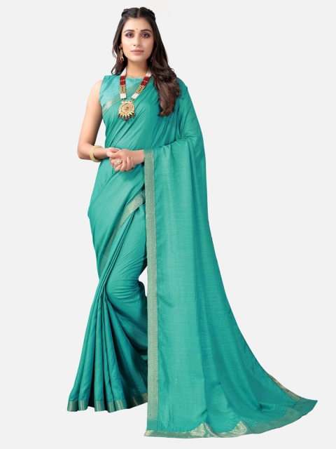 

KALINI Turquoise Blue & Golden Poly Silk Saree