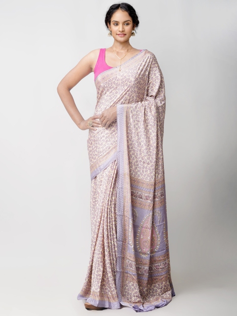

Unnati Silks Cream-Coloured & Grey Ethnic Motifs Patola Saree