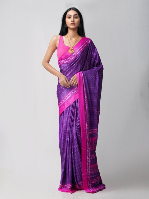 

Unnati Silks Purple & Pink Ethnic Motifs Printed Patola Saree