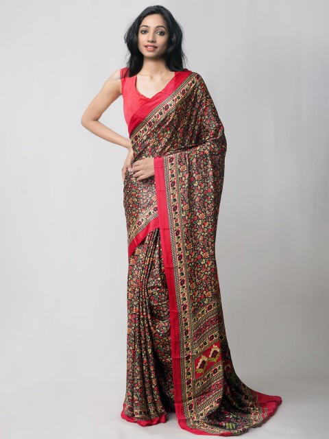 

Unnati Silks Black & Red Ethnic Motifs Patola Saree