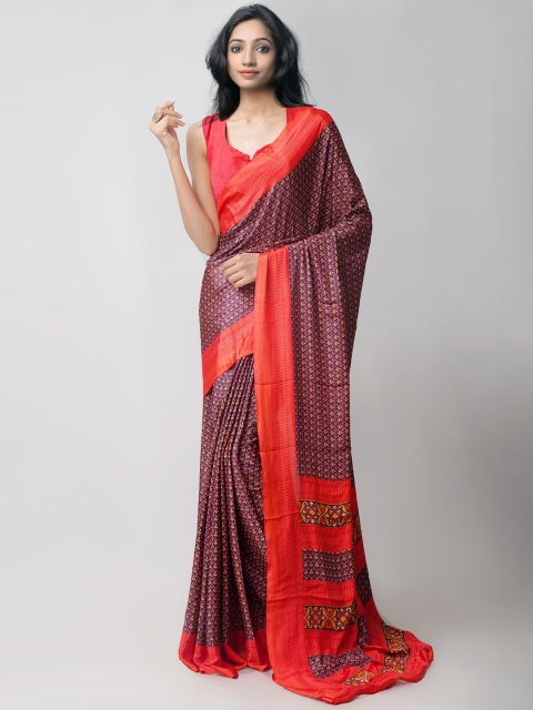 

Unnati Silks Women Navy Blue Crepe Soft Silk Patola Saree