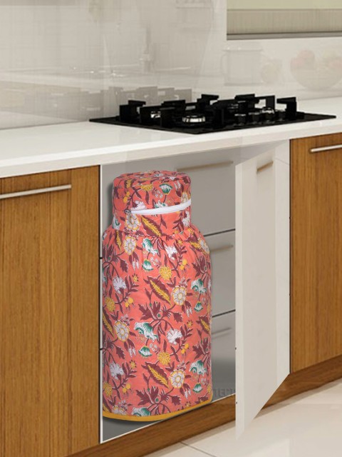 

Rajasthan Decor Peach-Colored & White Printed Cotton Gas Cylinder Cover