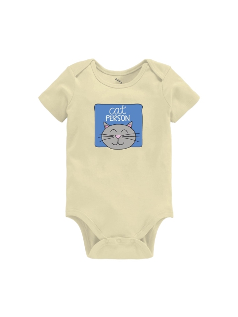 

Zeezeezoo Infant Kids Light Yellow & Blue Cat Person Printed Cotton Bodysuit