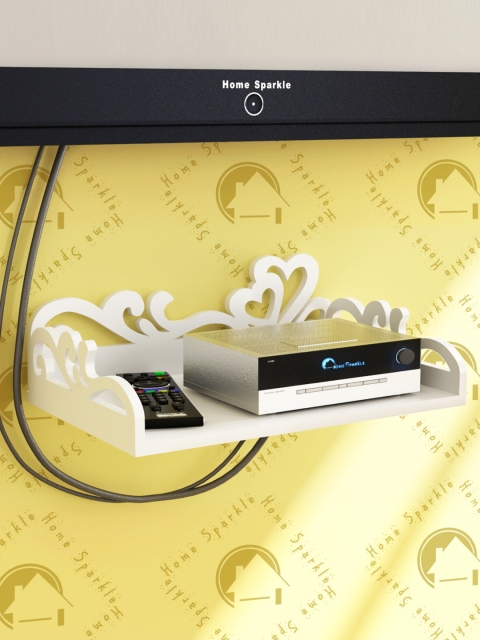 

Home Sparkle White Carved Wooden Set Top Box Holder