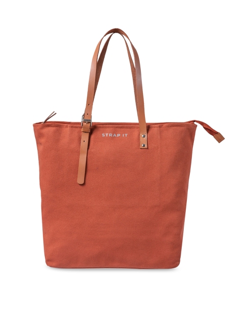 

STRAP IT Rust Oversized Structured Shoulder Bag with Tasselled