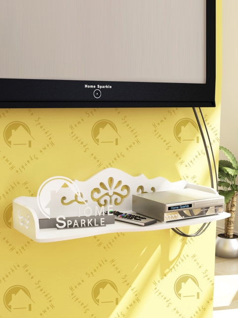 

Home Sparkle White Carved Wooden Wall Shelf