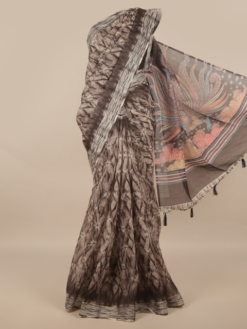 

Pothys Grey Printed Linen Blend Saree
