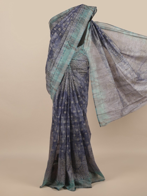 

Pothys Blue & Grey Jute Silk Saree