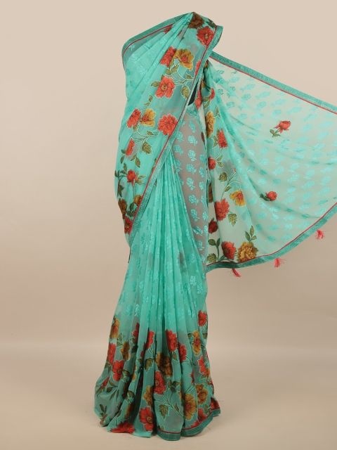 

Pothys Green & Red Floral Saree