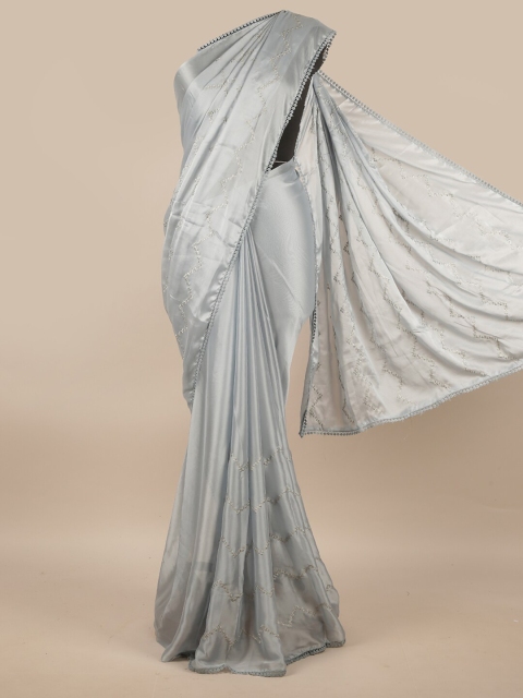 

Pothys Women Grey Sequined Embroidered Saree
