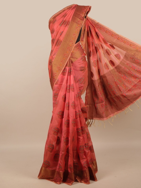 

Pothys Women Pink Ethnic Motifs Woven Design Jute Silk Saree