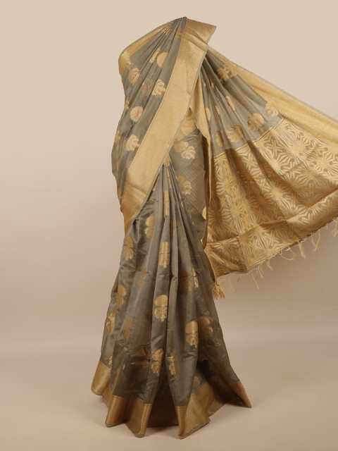 

Pothys Grey Floral Zari Jute Silk Saree