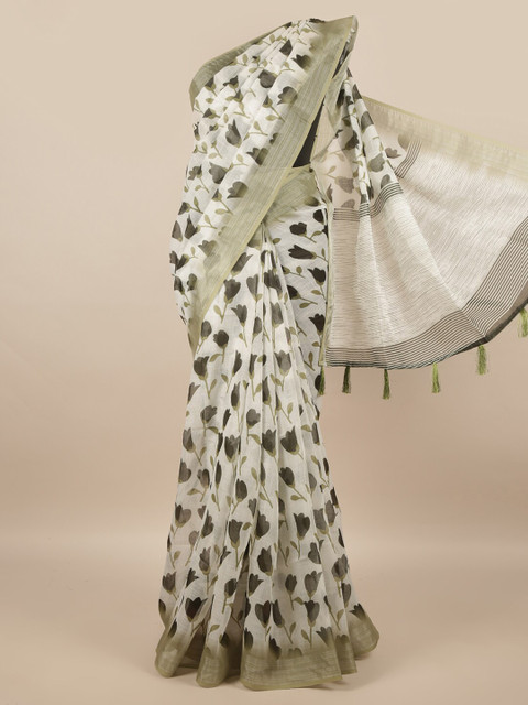 

Pothys Off White Floral Zari Saree