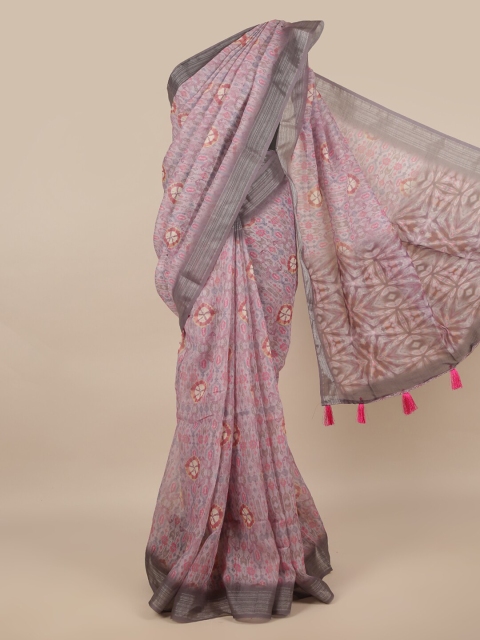 

Pothys Purple & Pink Ethnic Motifs Zari Linen Blend Saree